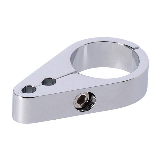 2-piece frame cable clamp. Throttle/Idle. Chrome