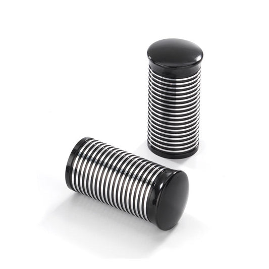 Kustom Tech, FL handlebar grip ends. Ribbed black CC alu
