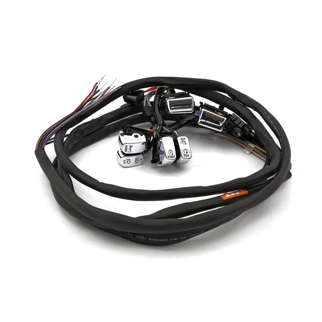 Handlebar switch & wiring kit. Radio/Cruise. Chrome