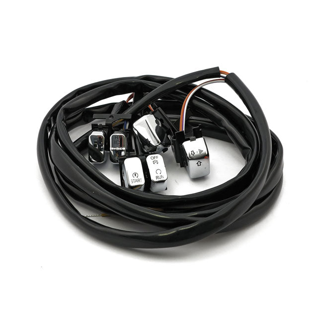 Handlebar switch & wiring kit. Standard. LED. Chrome