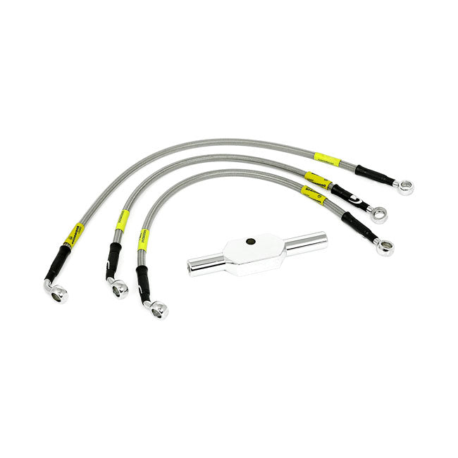 MCS by Goodridge brake line front, stainless clear coated