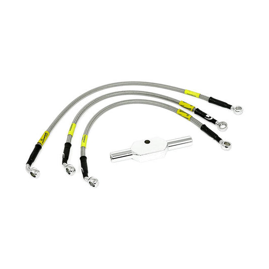 MCS by Goodridge brake line front, stainless clear coated