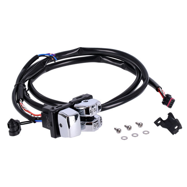 Handlebar switch & wiring kit, clutch side. Black