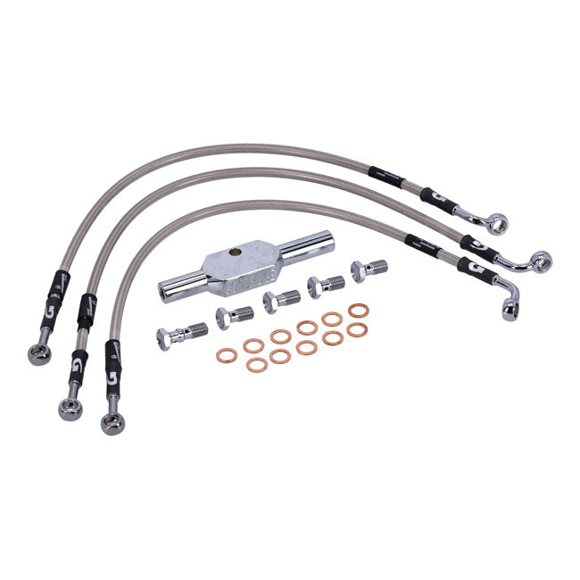 MCS by Goodridge brake line front, stainless clear coated