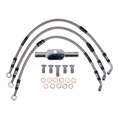 MCS by Goodridge brake line front, stainless clear coated