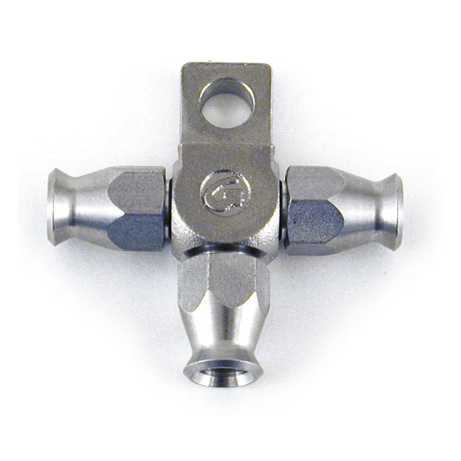 Goodridge t- fitting, 3 hose ends. High polished SS