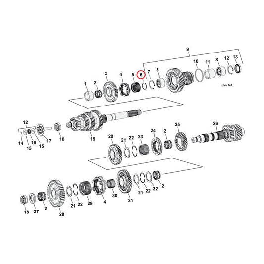 Retaining ring, mainshaft transmission