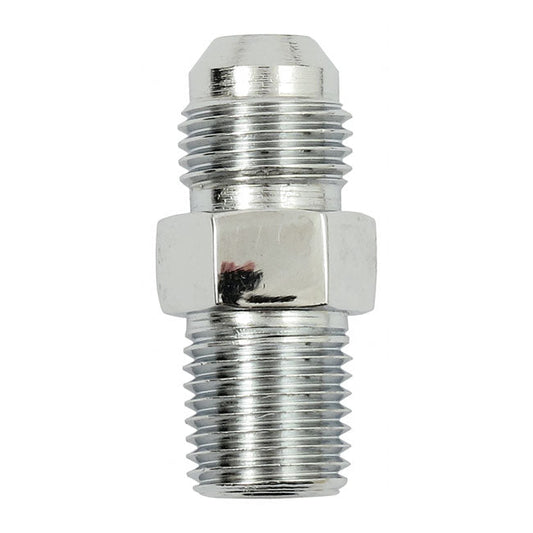 Goodridge, -6 JIC oil line fitting, 1/4". Straight. Chrome