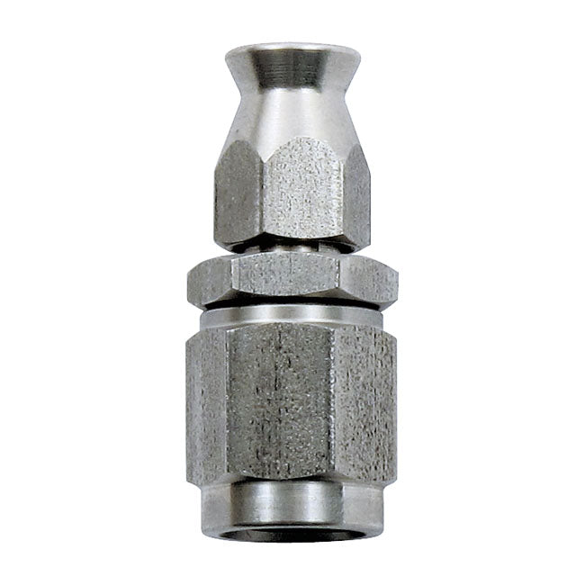 Goodridge hose end straight. High polished stainless steel.