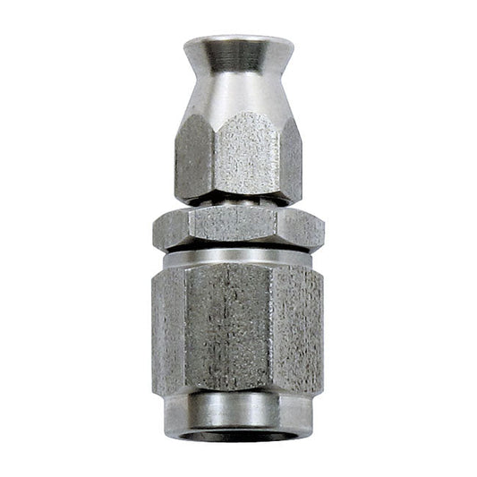 Goodridge hose end straight. High polished stainless steel.
