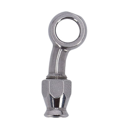 Goodridge, 3/8" (10mm) banjo fitting 20 degree side bend. SS