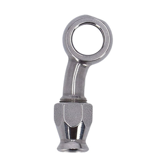 Goodridge, 3/8" (10mm) banjo fitting 20 degree side bend. SS