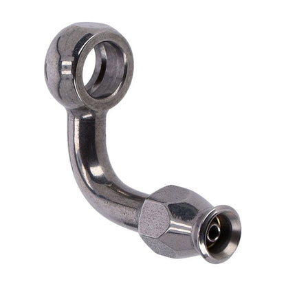 Goodridge, 3/8" (10mm) banjo fitting 90 degree bend. SS