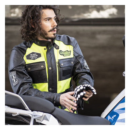 Holy Freedom Quattro Vision leather jacket black/fluo yellow