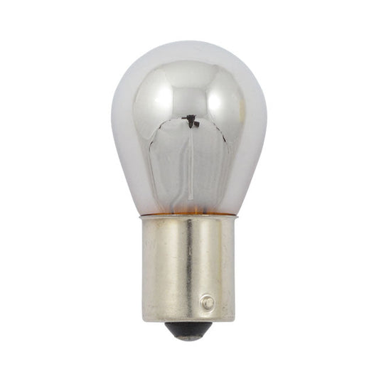 Light bulb #1156. 12v 21w. Amber glass/chrome