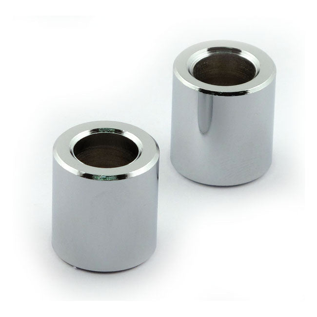 Chris, turn signal spacers 3/4" (19mm) long. Chrome