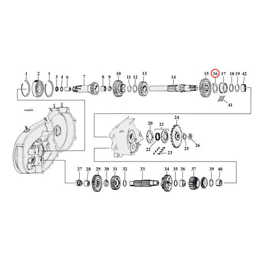 Thrust washer, transmission mainshaft, right side .0725"