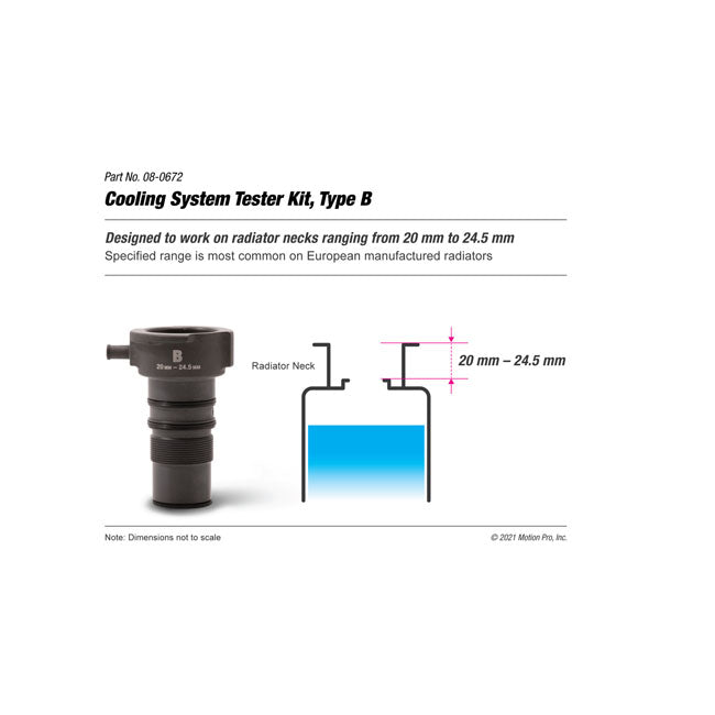 Motion Pro, type B adapter for cooling system tester