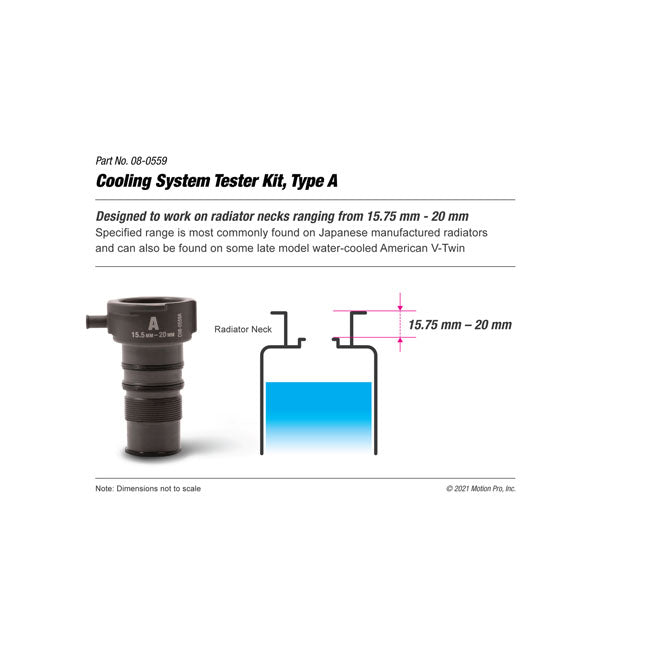 Motion Pro, cooling system test tool. Type A