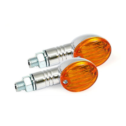 Micro-flash, halogen turn signal. Chrome. Amber lens