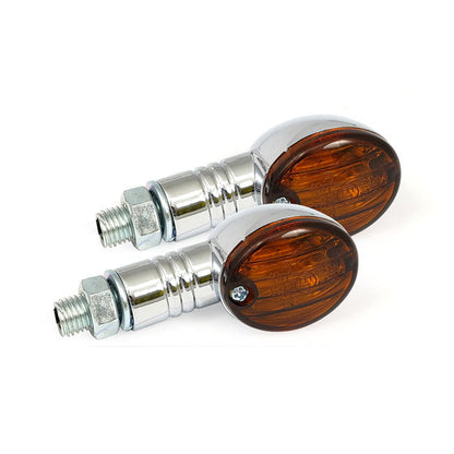 Micro-flash, halogen turn signal. Chrome. Dark amber lens