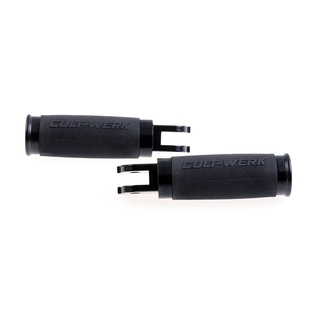Cult-Werk, ''Racing'' rider foot peg set. Gloss black