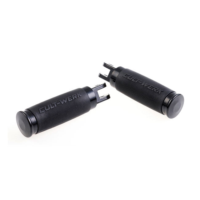 Cult-Werk, ''Racing'' rider foot peg set. Gloss black