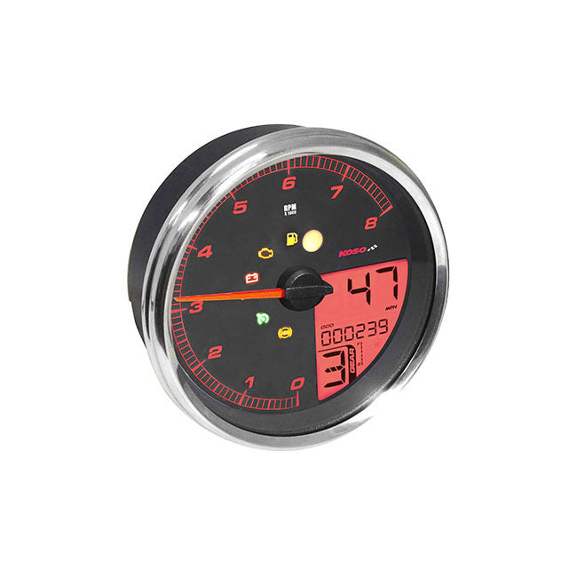 KOSO, HD-05 Speedometer tachometer Chrome bezel