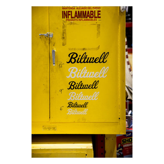 Biltwell Script sticker white 12"