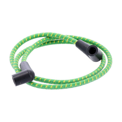 Universal 40" spark plug wire set. Cotton cloth green/yellow