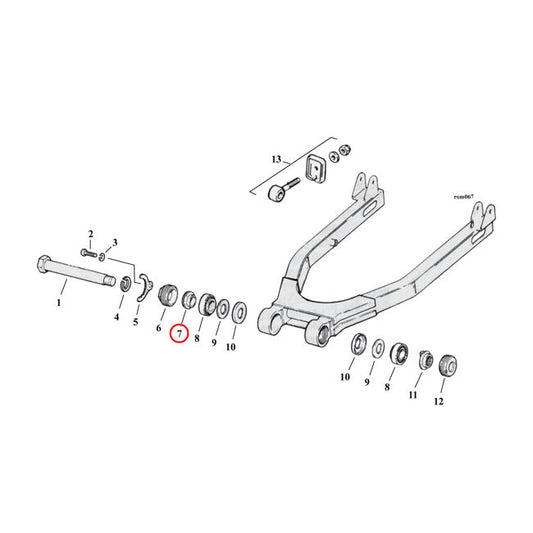 Spacer, swingarm bearing. Outer