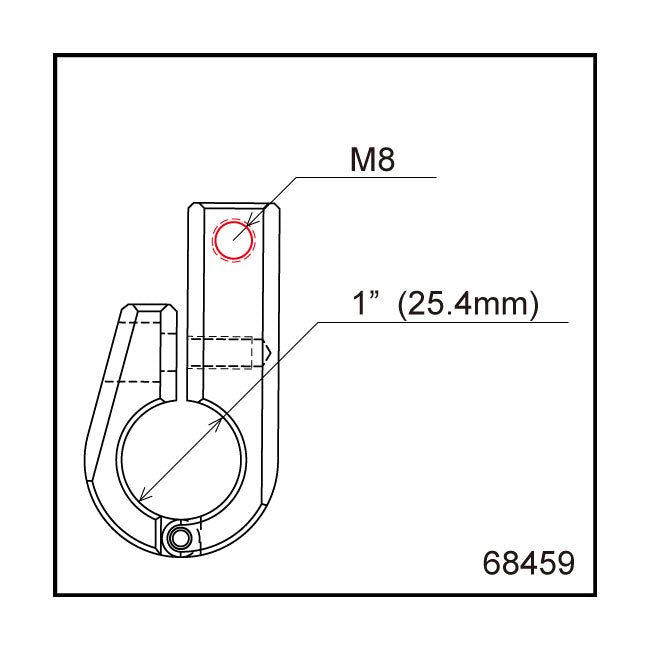 Daytona, universal bracket. Side-mount. 1" ID. M8 thread