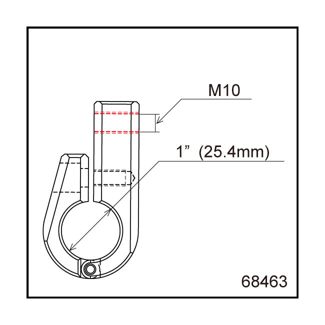 Daytona, universal bracket. Front-mount. 1" ID. M10 thread