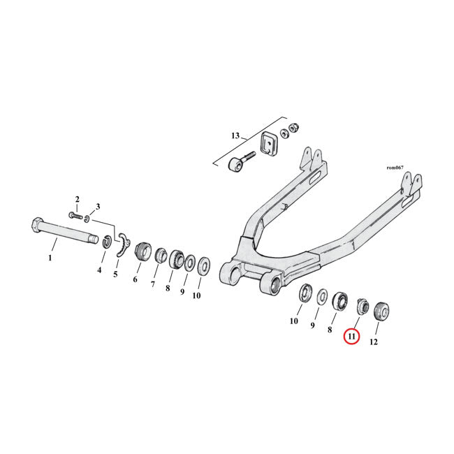 Nut, pivot shaft swingarm