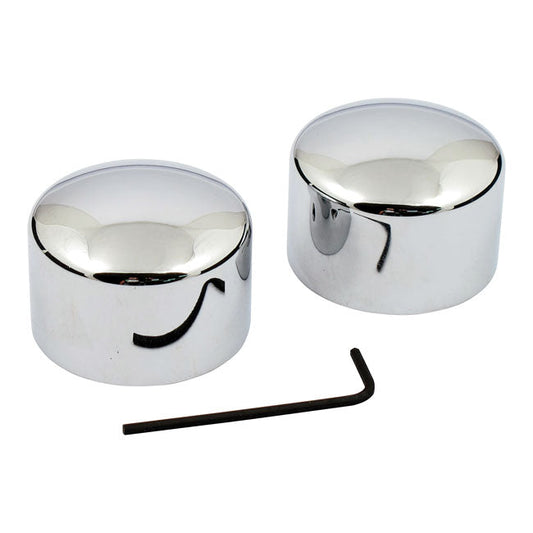 Front axle nut cover kit. Chrome. Domed