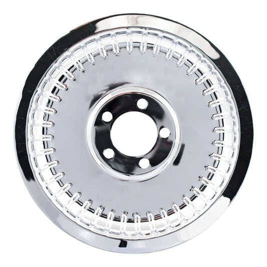 Pulley cover, smooth ribbed (70t). Chrome