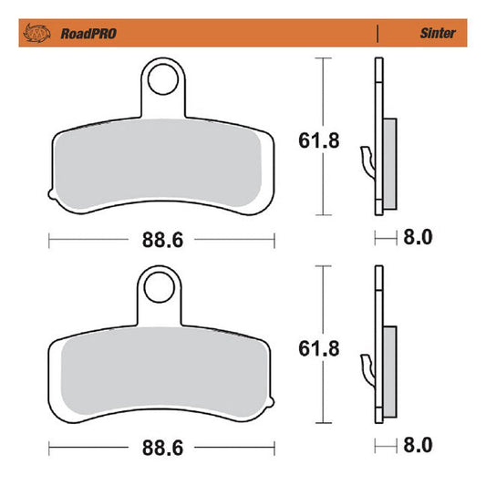 Moto-Master RoadPro front brake pads Sintered