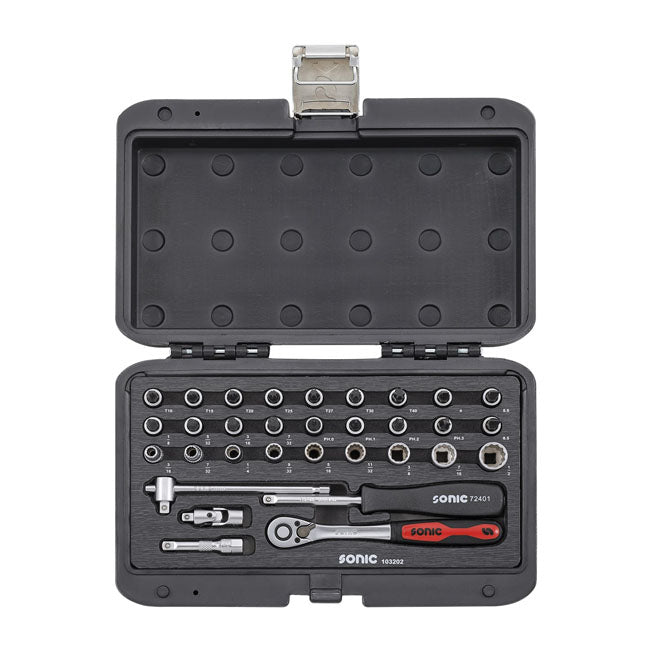 Sonic, Combination socket set 1/4'''', 32-piece. US/SAE sizes