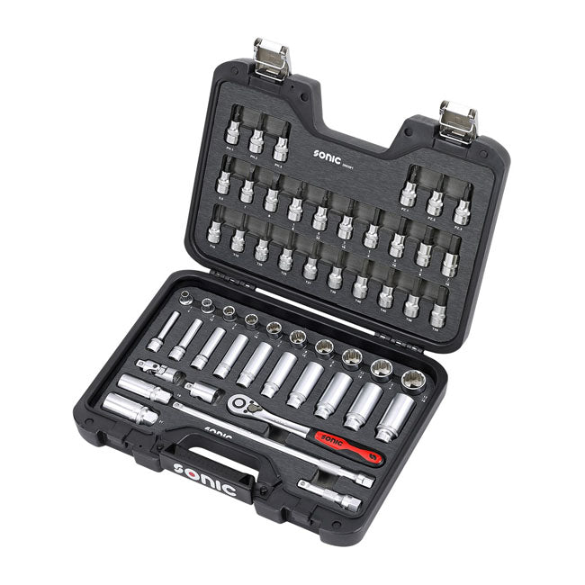 Sonic, combination socket set 3/8'''', 53-piece. US/SAE sizes