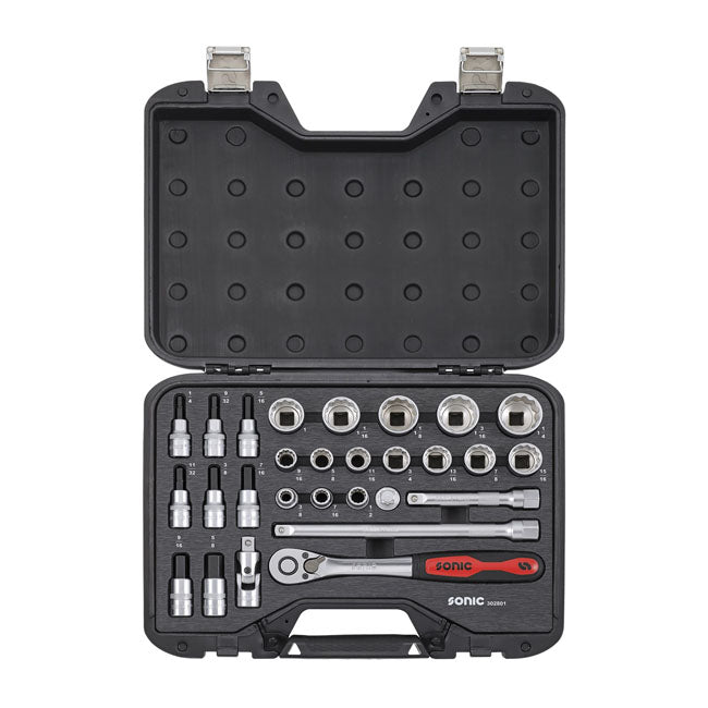 Sonic, combination socket set 1/2'''', 28-piece. US/SAE sizes