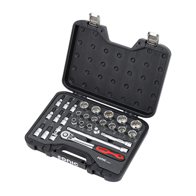 Sonic, combination socket set 1/2'''', 28-piece. US/SAE sizes