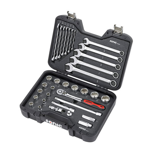 Sonic, combination socket/wrench set 1/2'''', 34-piece. US/SAE