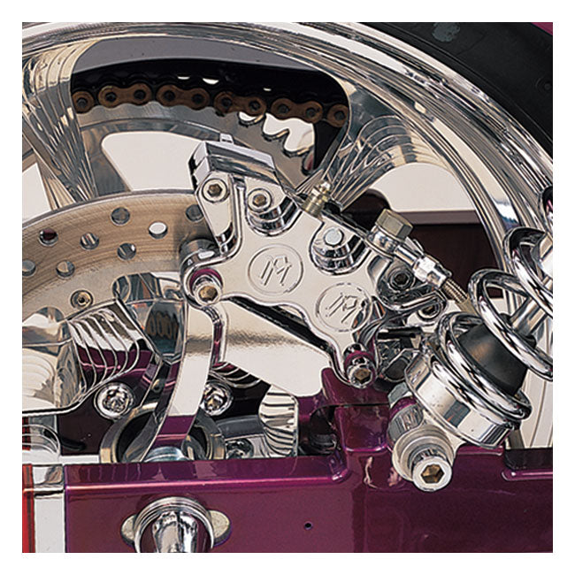 PM, Rear 4-p caliper bracket, 11.5". Chrome