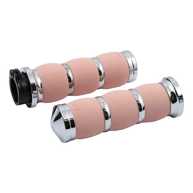 Avon, Air Cushioned grip set. Chrome/Pink rubber