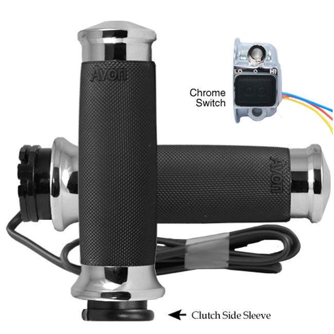 Avon, Heated Custom Contour Grips, Chrome e- Throttle
