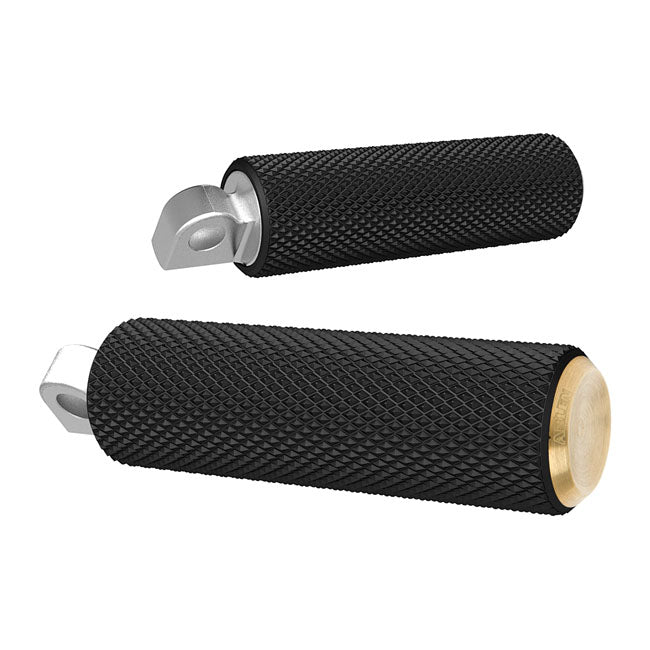 Arlen Ness,  Fusion foot pegs, Knurled. Brass end caps