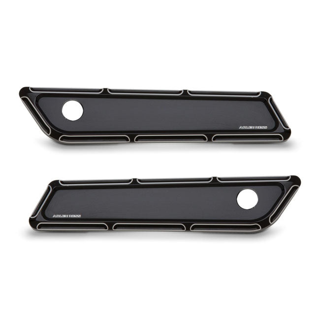 Arlen Ness, saddlebag latch cover set. Beveled, black CC
