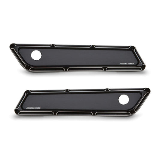 Arlen Ness, saddlebag latch cover set. Beveled, black CC
