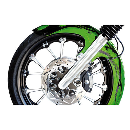 Arlen Ness, 49mm hot legs dual disc deep cut, chrome