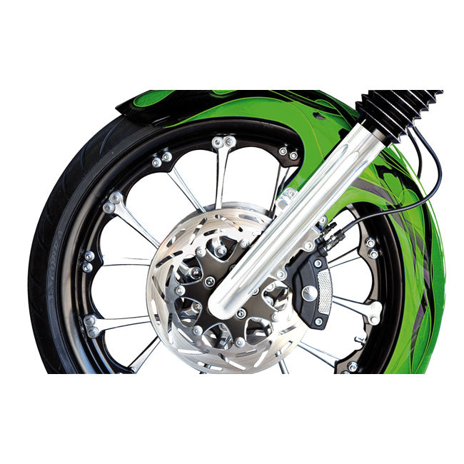 Arlen Ness, 49mm hot legs dual disc deep cut, chrome
